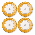 Vintage Swallow Scalloped Plates - Set of 4 (Mustard Yellow)