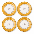 Vintage Swallow Scalloped Plates - Set of 4 (Mustard Yellow)