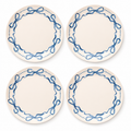 Classic Blue Ribbon Wreath Plates - Set of 4