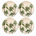Vintage Tropical Palm Tree Plates - Set of 4