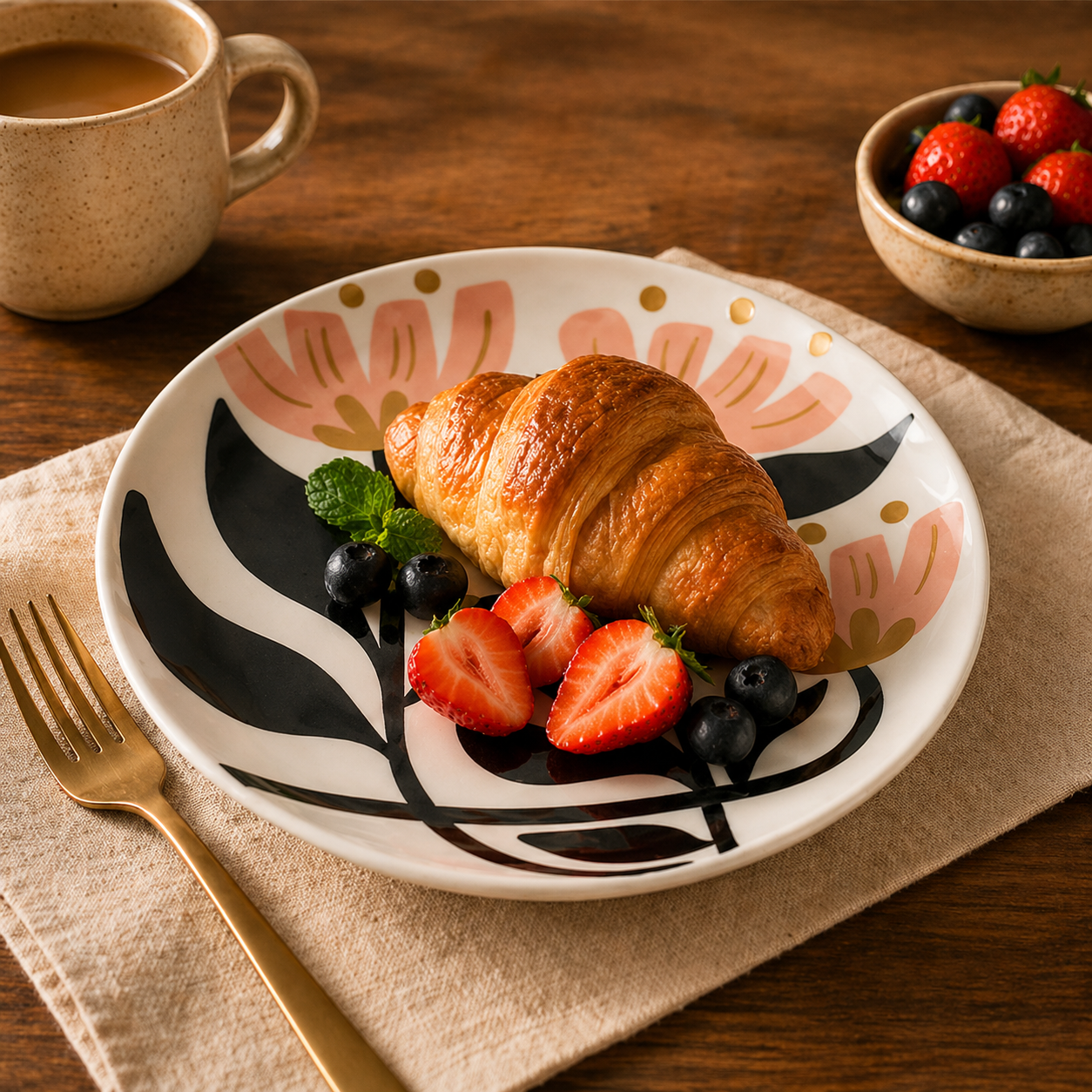 Mid-Century Modern Floral Plates - Set of 4