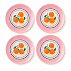 Pastel Pink Citrus Motif Plates - Set of 4