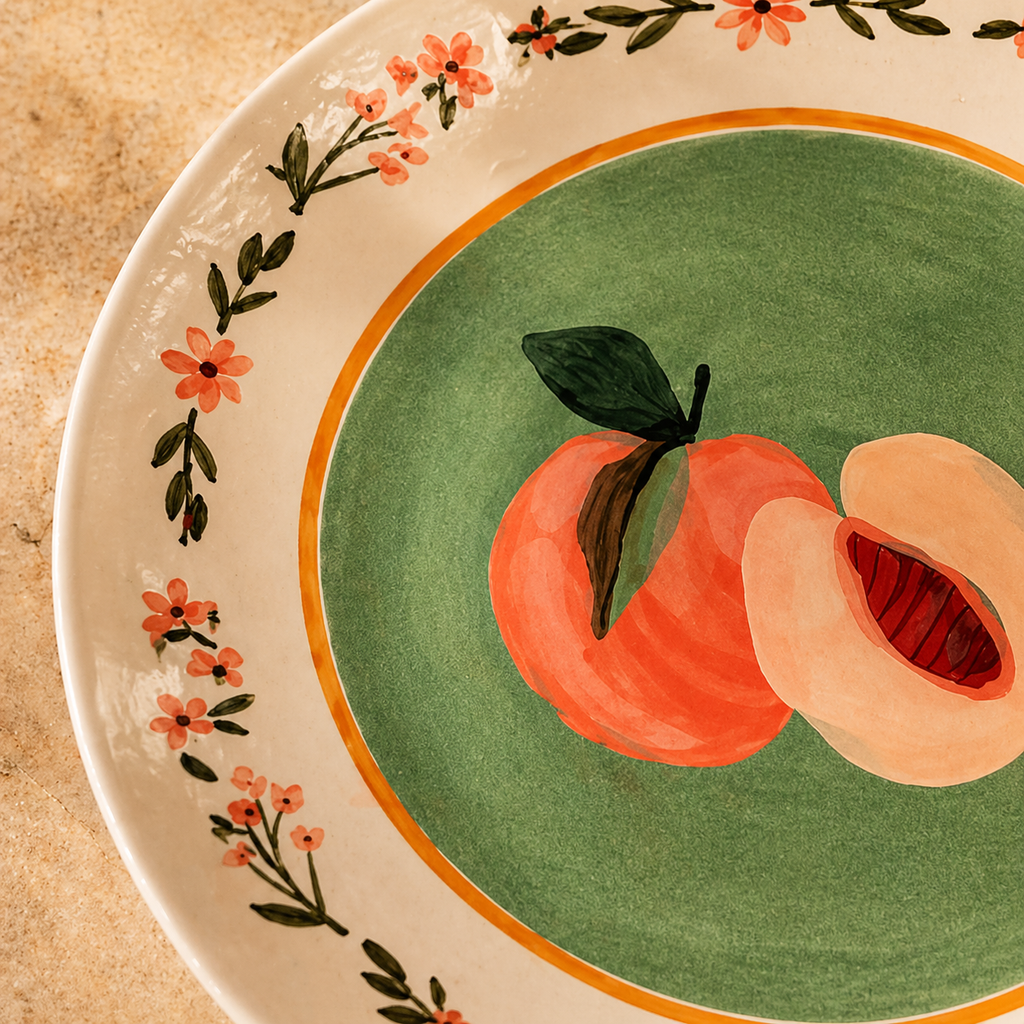 Orchard Peach & Floral Garland Plates - Set of 4