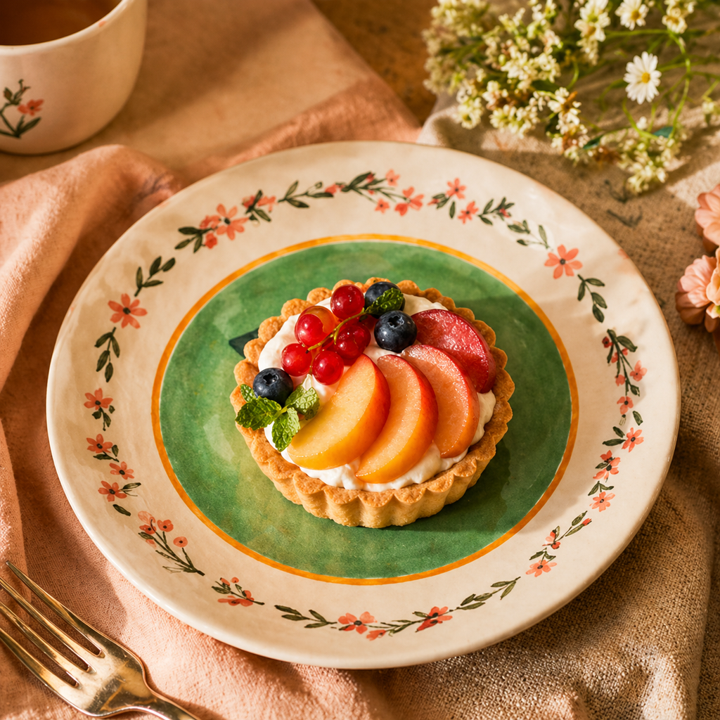 Orchard Peach & Floral Garland Plates - Set of 4