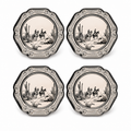 Vintage Western Cowboy Toile Scalloped Plates - Set of 4